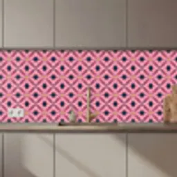 Patroon - Bloemblaadjes - Roze - Blauw keuken achterwand 2 middel 871 zz_3dshopping