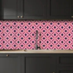 Patroon - Bloemblaadjes - Roze - Blauw keuken achterwand 2 middel 871 -sfeer1
