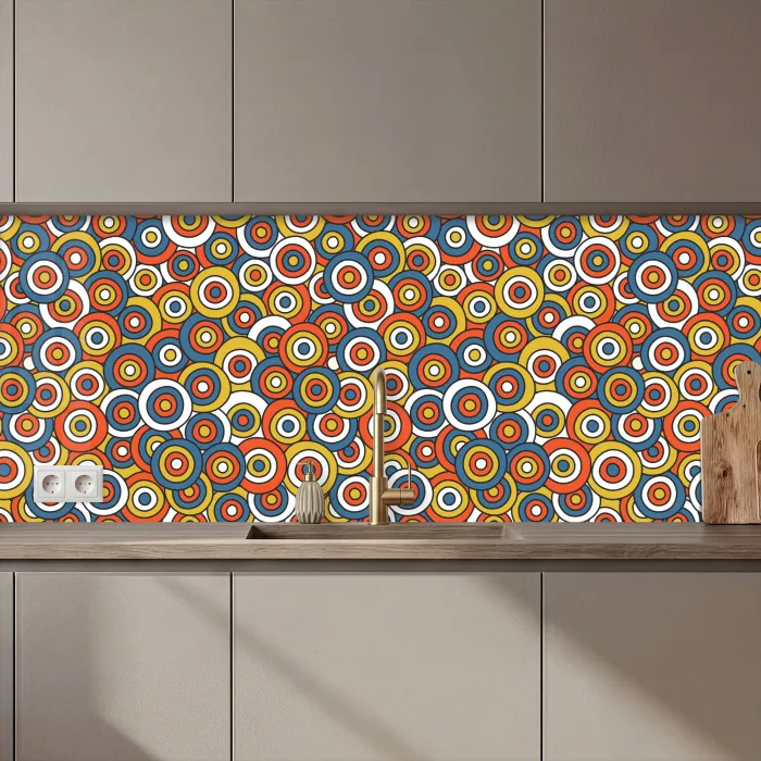 Patroon - Retro - Cirkel keuken achterwand 2 middel 871 zz_3dshopping