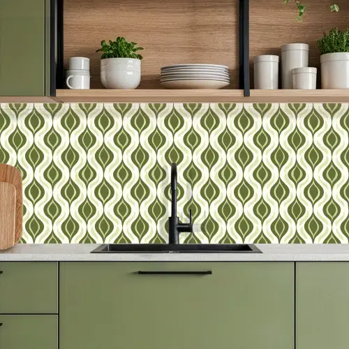Patroon - Retro - Groen keuken achterwand 2 middel 871 -sfeer3