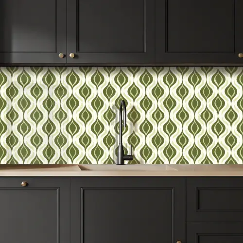 Patroon - Retro - Groen keuken achterwand 2 middel 871 -sfeer1