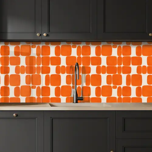 Patroon - Retro - Oranje keuken achterwand 2 middel 871 -sfeer1