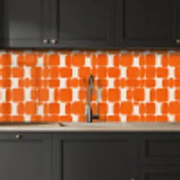 Patroon - Retro - Oranje keuken achterwand 2 middel 871 -sfeer1