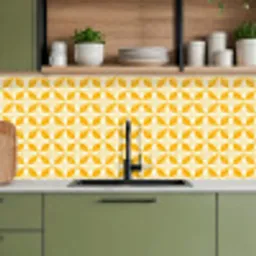 Patroon - Retro - Geel keuken achterwand 2 middel 871 -sfeer3