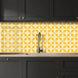Patroon - Retro - Geel keuken achterwand 2 middel 871 -sfeer1