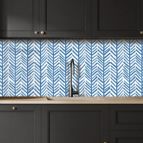 Patroon - Streep - Blauw keuken achterwand 2 middel 871 -sfeer1
