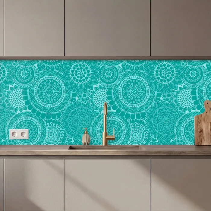 Patroon - Zonnebloemen - Mandala keuken achterwand 2 middel 871 zz_3dshopping