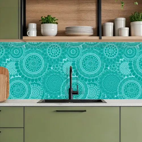 Patroon - Zonnebloemen - Mandala keuken achterwand 2 middel 871 -sfeer3