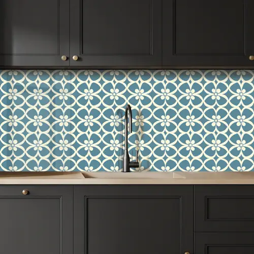 Patroon - Symmetrisch - Blauw keuken achterwand 2 middel 871 -sfeer1