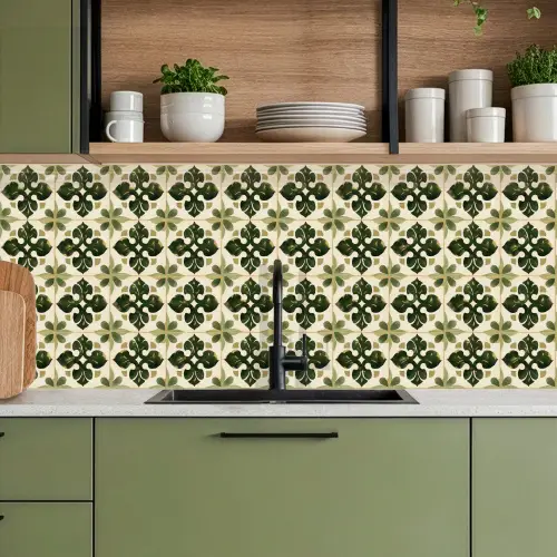 Patroon - Tegel - Groen keuken achterwand 2 middel 871 -sfeer3
