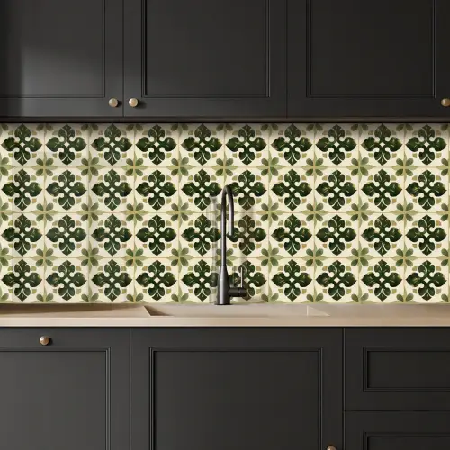 Patroon - Tegel - Groen keuken achterwand 2 middel 871 -sfeer1