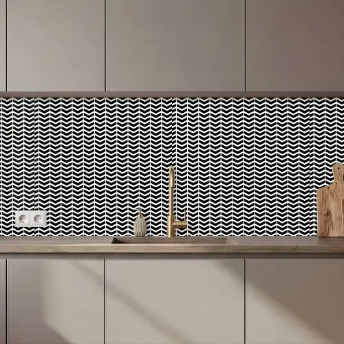 Patronen - Abstract - Zwart - Wit - Geometrie keuken achterwand 2 middel 871 zz_3dshopping