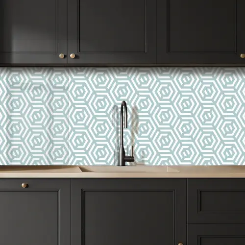 Patronen - Abstract - Groen - Geometrie keuken achterwand 2 middel 871 -sfeer1
