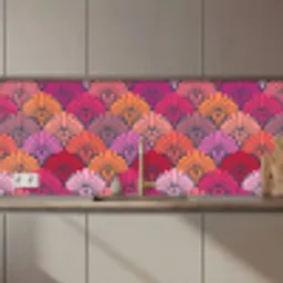 Patronen - Art Deco - Roze - Bloemen keuken achterwand 2 middel 871 zz_3dshopping