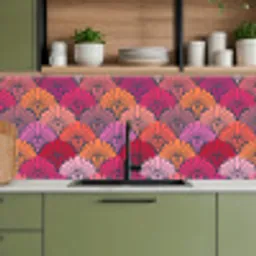 Patronen - Art Deco - Roze - Bloemen keuken achterwand 2 middel 871 -sfeer3