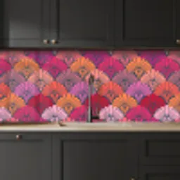 Patronen - Art Deco - Roze - Bloemen keuken achterwand 2 middel 871 -sfeer1