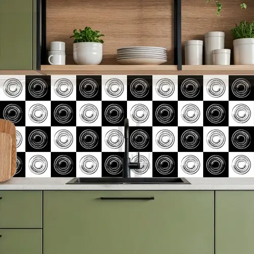 Patronen - Schaakbord - Zwart Wit keuken achterwand 2 middel 871 -sfeer3