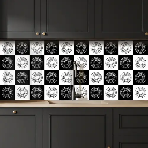 Patronen - Schaakbord - Zwart Wit keuken achterwand 2 middel 871 -sfeer1