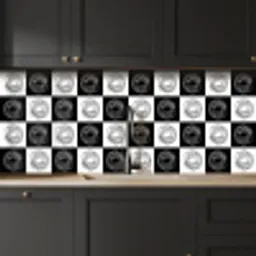 Patronen - Schaakbord - Zwart Wit keuken achterwand 2 middel 871 -sfeer1