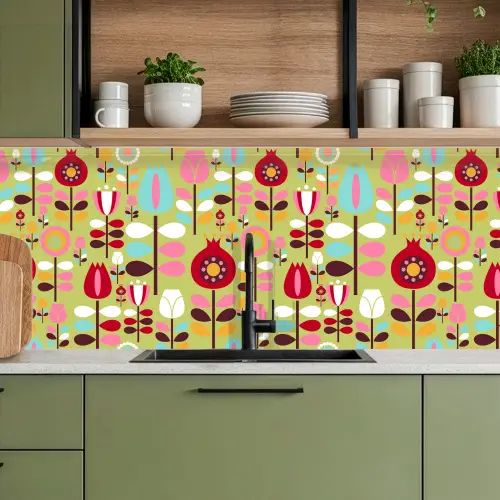 Patronen - Bloemen - Kleuren keuken achterwand 2 middel 871 -sfeer3