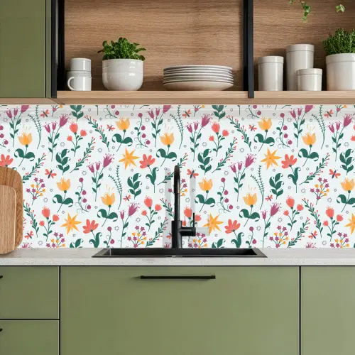 Patronen - Bloemen - Bladeren keuken achterwand 2 middel 871 -sfeer3
