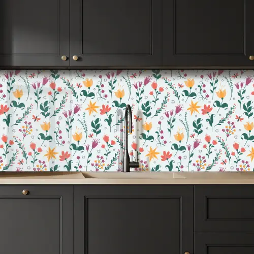 Patronen - Bloemen - Bladeren keuken achterwand 2 middel 871 -sfeer1