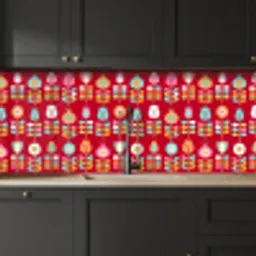 Patronen - Bloemen - Retro - Rood keuken achterwand 2 middel 871 -sfeer1