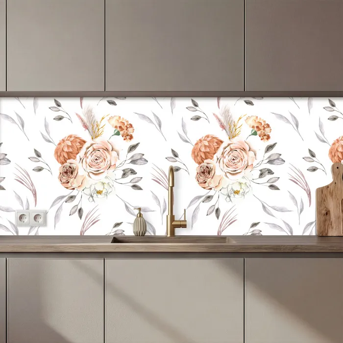 Patronen - Bloemen - Roos - Wit keuken achterwand 2 middel 871 zz_3dshopping