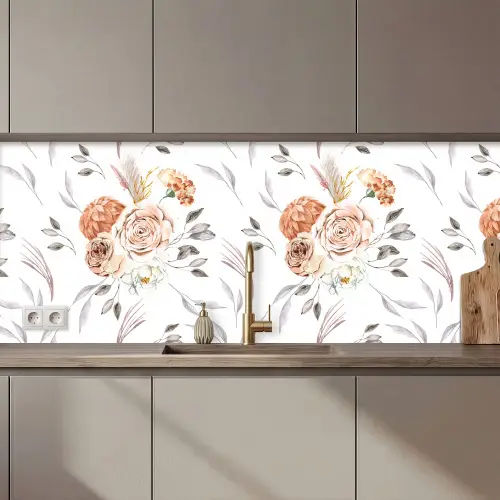 Patronen - Bloemen - Roos - Wit keuken achterwand 2 middel 871 zz_3dshopping