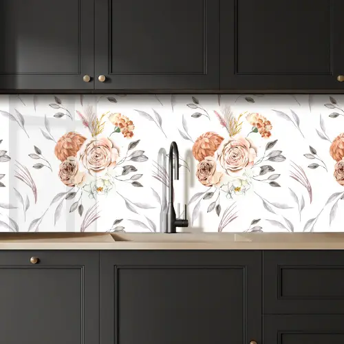 Patronen - Bloemen - Roos - Wit keuken achterwand 2 middel 871 -sfeer1