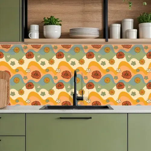 Patronen - Bloemen - Vintage keuken achterwand 2 middel 871 -sfeer3