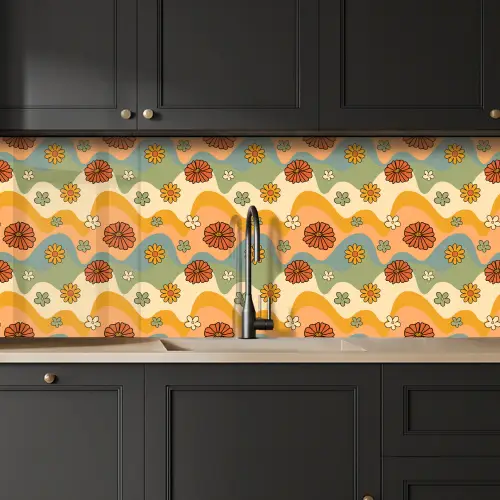 Patronen - Bloemen - Vintage keuken achterwand 2 middel 871 -sfeer1