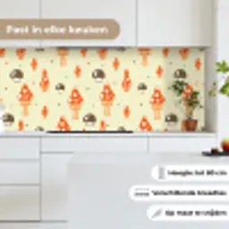 Patronen - Paddestoel - Oranje keuken achterwand 2 middel 871 -sfeer4_NL