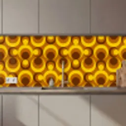 Patronen - Retro - Bruin - Geel keuken achterwand 2 middel 871 zz_3dshopping