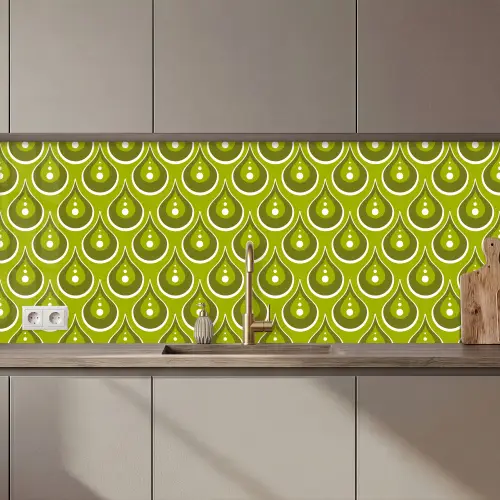 Patronen - Retro - Regen - Druppel - Groen keuken achterwand 2 middel 871 zz_3dshopping