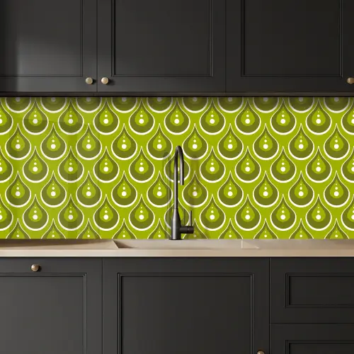 Patronen - Retro - Regen - Druppel - Groen keuken achterwand 2 middel 871 -sfeer1