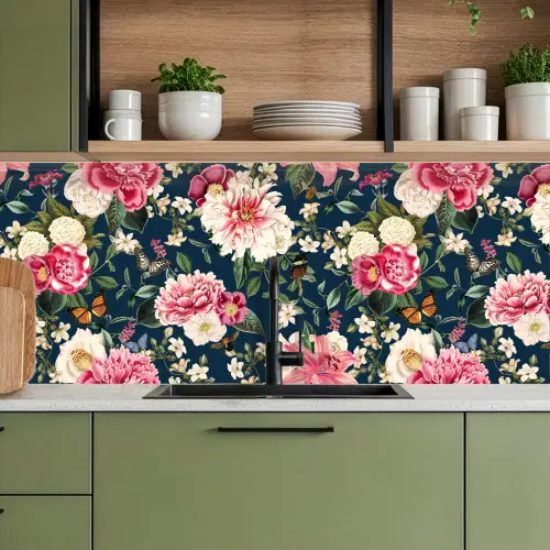 Patronen - Roos - Bladeren keuken achterwand 2 middel 871 -sfeer3