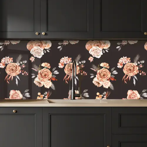 Patronen - Rozen - Zwart keuken achterwand 2 middel 871 -sfeer1