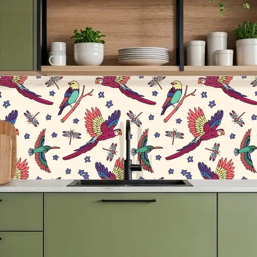 Patronen - Vintage - Vogels keuken achterwand 2 middel 871 -sfeer3
