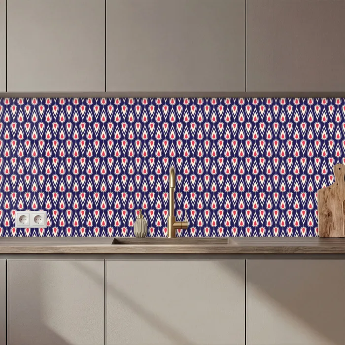 Patronen - Vintage - Blauw - Rood keuken achterwand 2 middel 871 zz_3dshopping