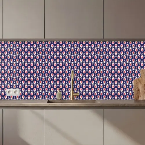 Patronen - Vintage - Blauw - Rood keuken achterwand 2 middel 871 zz_3dshopping