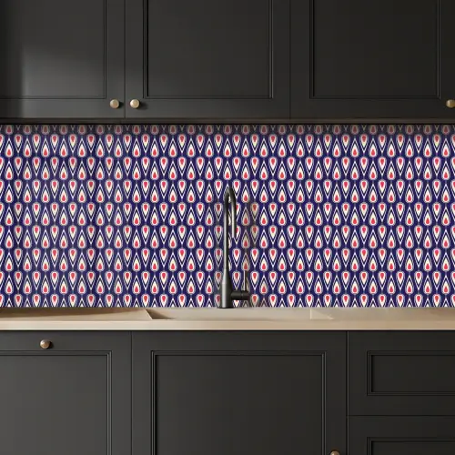 Patronen - Vintage - Blauw - Rood keuken achterwand 2 middel 871 -sfeer1