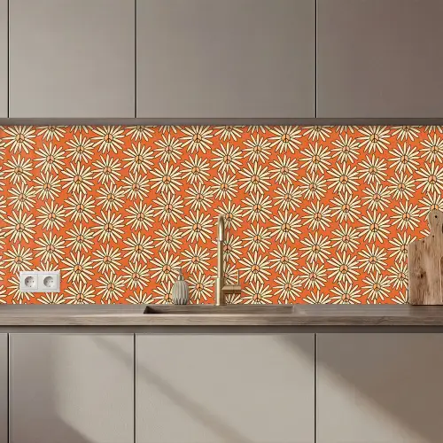 Patronen - Vintage - Bloem - Oranje keuken achterwand 2 middel 871 zz_3dshopping