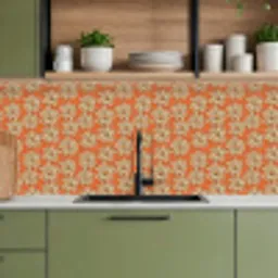 Patronen - Vintage - Bloem - Oranje keuken achterwand 2 middel 871 -sfeer3