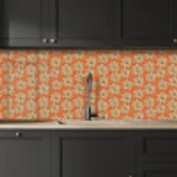 Patronen - Vintage - Bloem - Oranje keuken achterwand 2 middel 871 -sfeer1