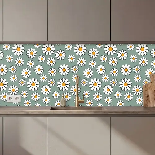 Patronen - Vintage - Bloemen - Madelief keuken achterwand 2 middel 871 zz_3dshopping