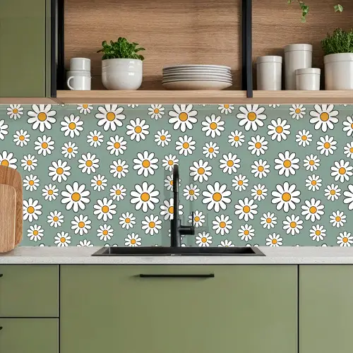 Patronen - Vintage - Bloemen - Madelief keuken achterwand 2 middel 871 -sfeer3