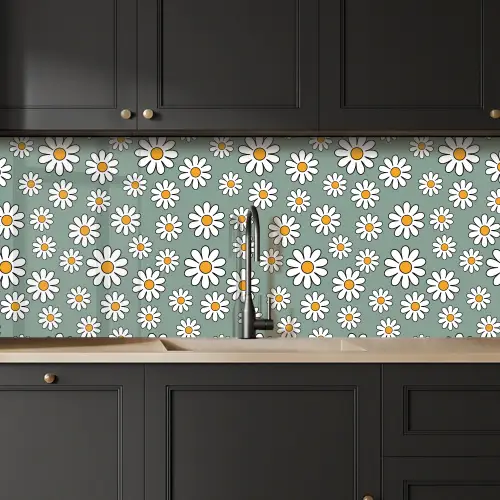 Patronen - Vintage - Bloemen - Madelief keuken achterwand 2 middel 871 -sfeer1