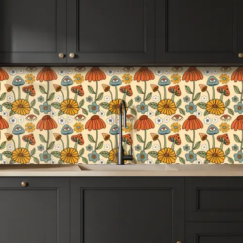 Patronen - Vintage - Bloemen - Ogen keuken achterwand 2 middel 871 -sfeer1