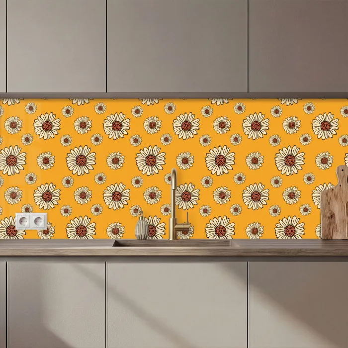 Patronen - Vintage - Bloemen - Geel keuken achterwand 2 middel 871 zz_3dshopping